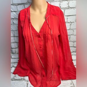 B0025 Patterson J. Kincaid V-Neck Red blouse